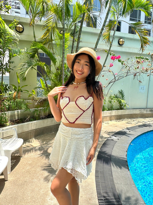 Handmade crochet heart top (from 🇹🇭)